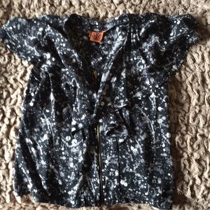 Tory Burch 100% silk zip front top